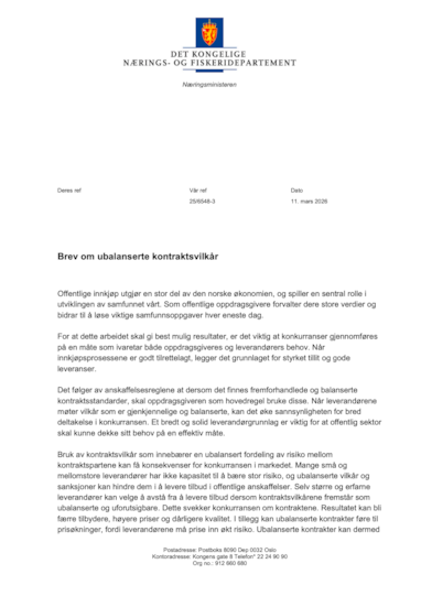 Les brevet fra næringsminsteren her